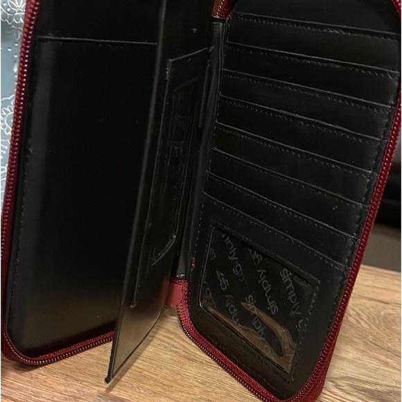 NWOT Maroon Red Reptile Print Zip Checkbook Wallet - Picture 11 of 12